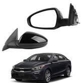 Left Driver Side Mirror Assembly Compatible with 2019-2024 KIA Forte Black Rearview Mirror With Power Adjustment Manual Folding Replace# KI1320226 87610-M7000 (3Pins)